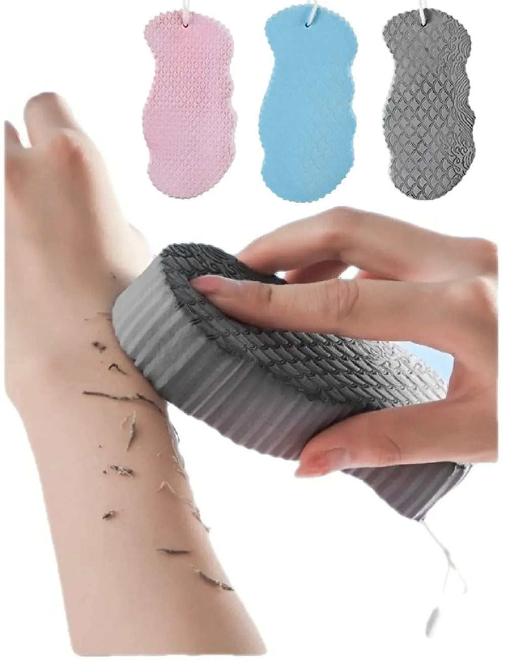 3Pcs Magic Exfoliating Bath Sponge3D Super Soft Exfoliating Bath Sponge Skin Friendly and Reusable for Adults Children and Pregnant Women. (Pink+Blue+Gray)